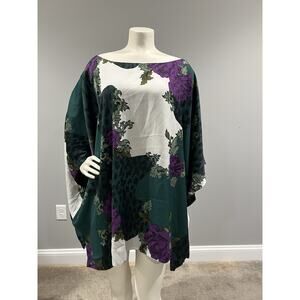 IMAN Size 2X/3X Oversize Reversible Satin Poncho Top Beach Resort Boho Lagenlook